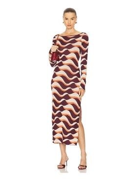 MISA Los Angeles Cassie Dress in Wavy Stripe, Size: S